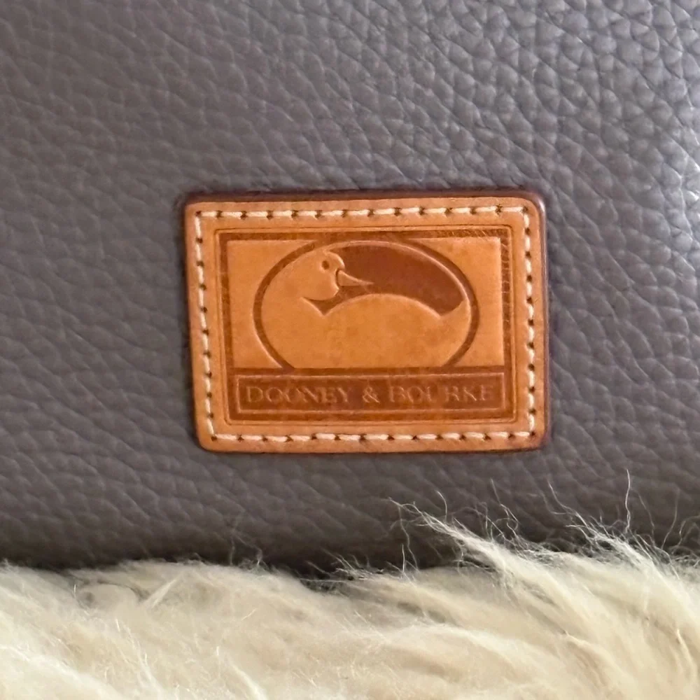 Dooney & Bourke Patterson Paige Gray and Tan Leather Hobo Satchel